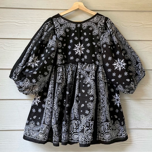 Made To Order | Handmade Bandana Dress -Black-Puff Sleeves - Picture 3 of 15